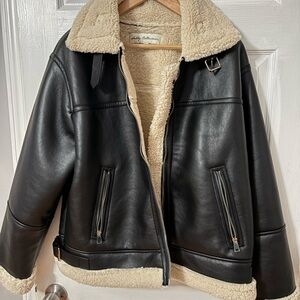 Black Shearling Lined Leather Jacket